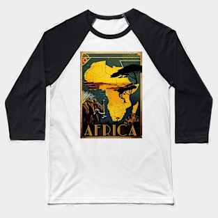 Africa Golden Continent Vintage Travel Art Poster Baseball T-Shirt